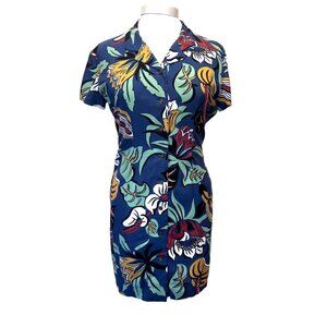 Reyn Spooner Blue Tropical Hawaiian Sleeveless Button Down Dress Ladies SMAll